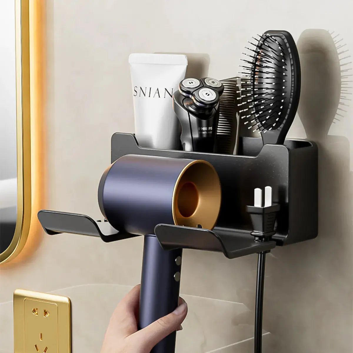 Wall-Hang Hair Dryer Organizer